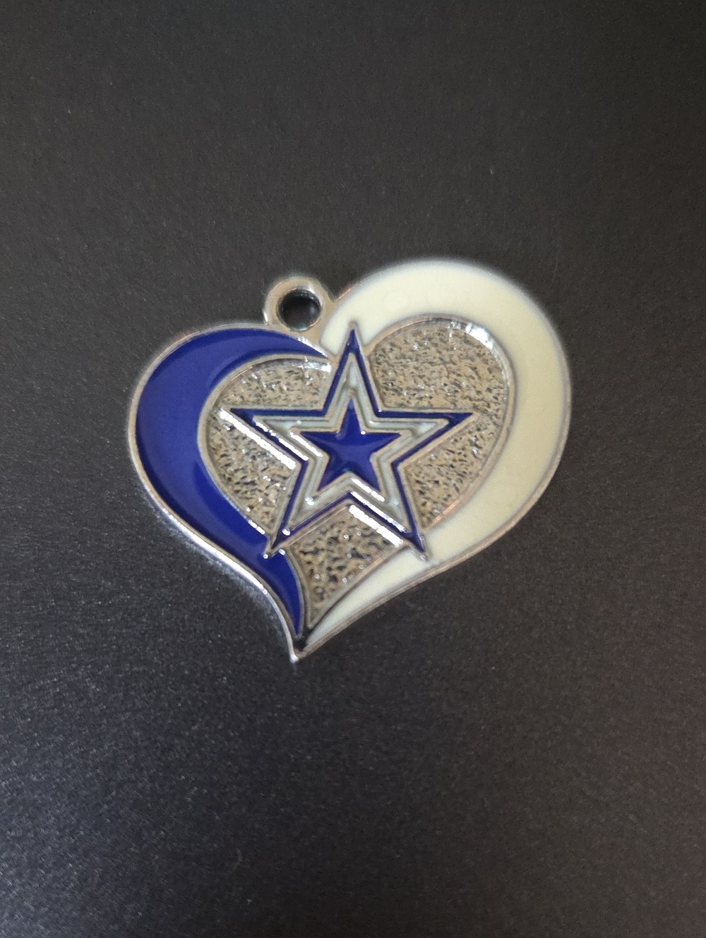 Dallas Cowboys Blue and White Heart Star Pendant Charm